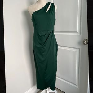 Emerald green one shoulder dress